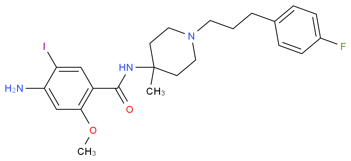 4-amino-N-{1-[3-(4-fluorophenyl)propyl]-4-methylpiperidin-4-yl}-5-iodo-2-methoxybenzamide_分子结构_CAS_155928-24-8