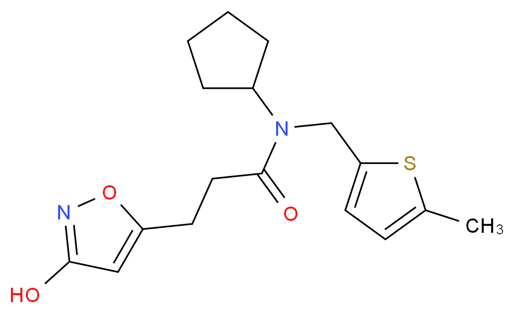 N-cyclopentyl-3-(3-hydroxyisoxazol-5-yl)-N-[(5-methyl-2-thienyl)methyl]propanamide_分子结构_CAS_)