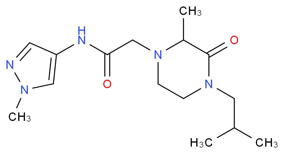 2-(4-isobutyl-2-methyl-3-oxo-1-piperazinyl)-N-(1-methyl-1H-pyrazol-4-yl)acetamide_分子结构_CAS_)