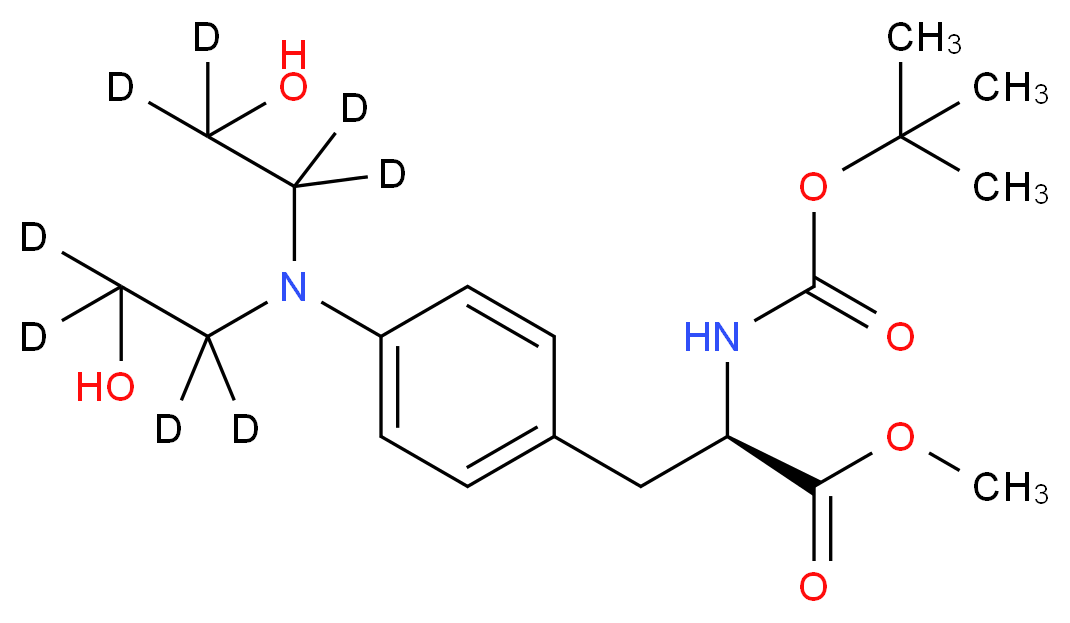 methyl (2R)-3-(4-{bis[2-hydroxy(<sup>2</sup>H<sub>4</sub>)ethyl]amino}phenyl)-2-{[(tert-butoxy)carbonyl]amino}propanoate_分子结构_CAS_1217602-23-7