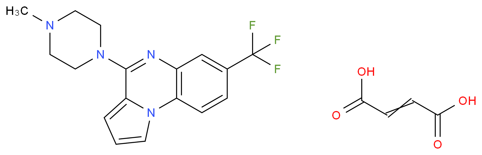 1-methyl-4-[7-(trifluoromethyl)pyrrolo[1,2-a]quinoxalin-4-yl]piperazine; but-2-enedioic acid_分子结构_CAS_1350965-83-1