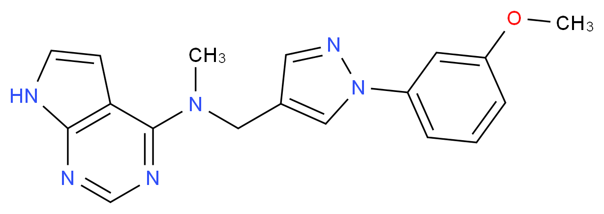 N-{[1-(3-methoxyphenyl)-1H-pyrazol-4-yl]methyl}-N-methyl-7H-pyrrolo[2,3-d]pyrimidin-4-amine_分子结构_CAS_)