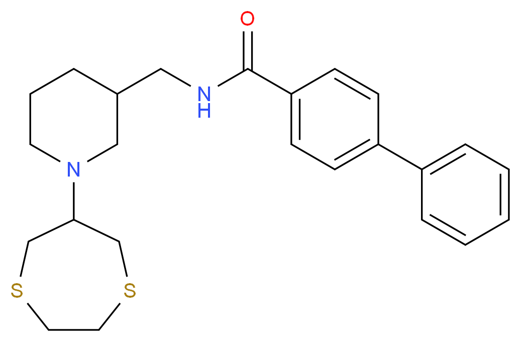 N-{[1-(1,4-dithiepan-6-yl)-3-piperidinyl]methyl}-4-biphenylcarboxamide_分子结构_CAS_)