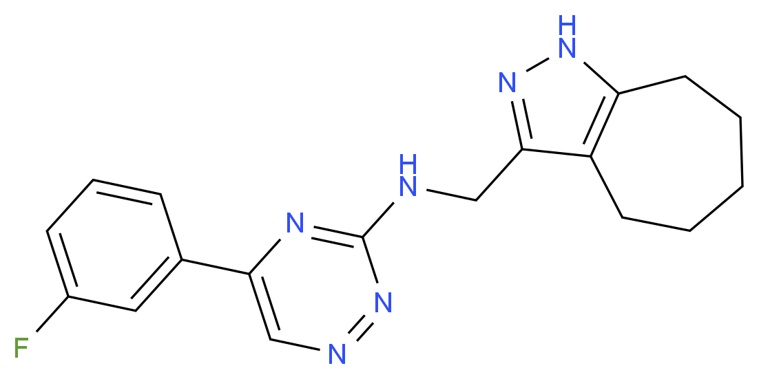 5-(3-fluorophenyl)-N-(1,4,5,6,7,8-hexahydrocyclohepta[c]pyrazol-3-ylmethyl)-1,2,4-triazin-3-amine_分子结构_CAS_)