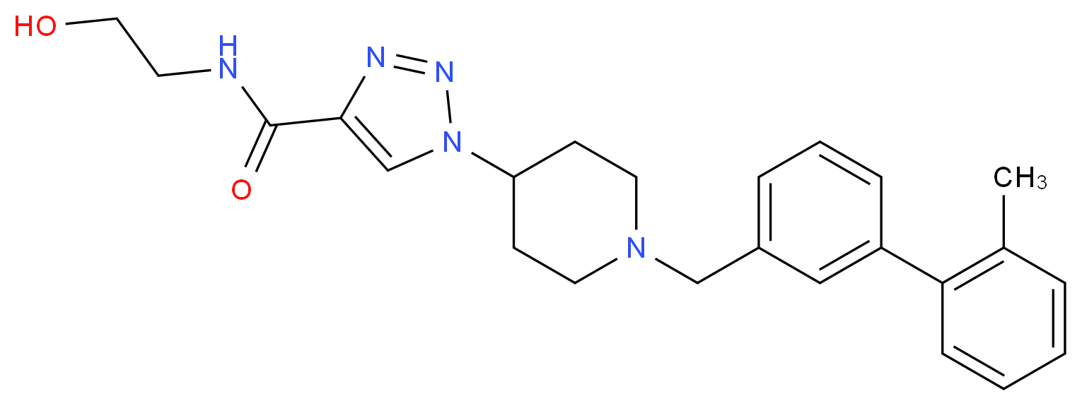 N-(2-hydroxyethyl)-1-{1-[(2'-methyl-3-biphenylyl)methyl]-4-piperidinyl}-1H-1,2,3-triazole-4-carboxamide_分子结构_CAS_)