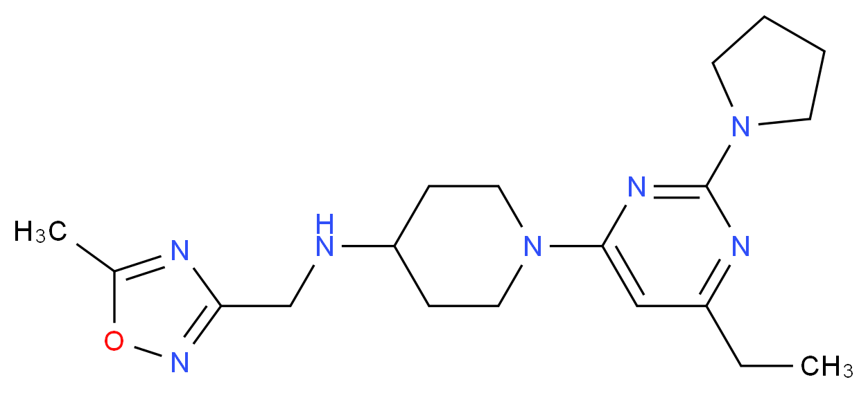 1-(6-ethyl-2-pyrrolidin-1-ylpyrimidin-4-yl)-N-[(5-methyl-1,2,4-oxadiazol-3-yl)methyl]piperidin-4-amine_分子结构_CAS_)