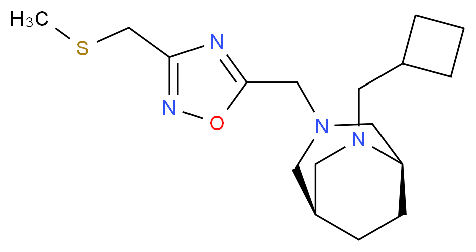 (1S*,5R*)-6-(cyclobutylmethyl)-3-({3-[(methylthio)methyl]-1,2,4-oxadiazol-5-yl}methyl)-3,6-diazabicyclo[3.2.2]nonane_分子结构_CAS_)