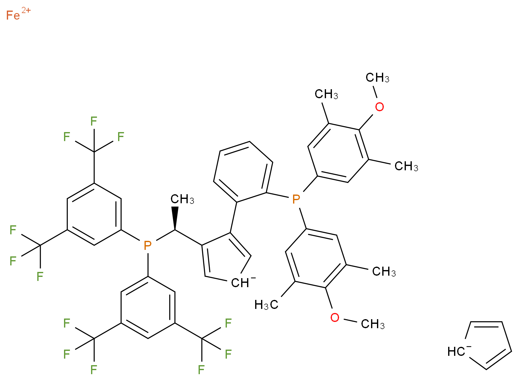 (S)-1-{(SP)-2-[2-[双(4-甲氧基-3,5-二甲苯基)膦]苯基]二茂铁基}乙基双[3,5-双(三氟甲基)苯基]膦_分子结构_CAS_849925-20-8)