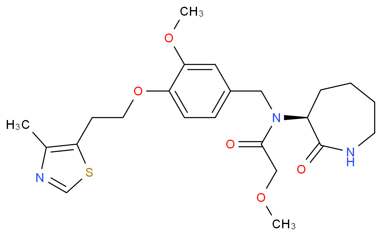2-methoxy-N-{3-methoxy-4-[2-(4-methyl-1,3-thiazol-5-yl)ethoxy]benzyl}-N-[(3S)-2-oxo-3-azepanyl]acetamide_分子结构_CAS_)