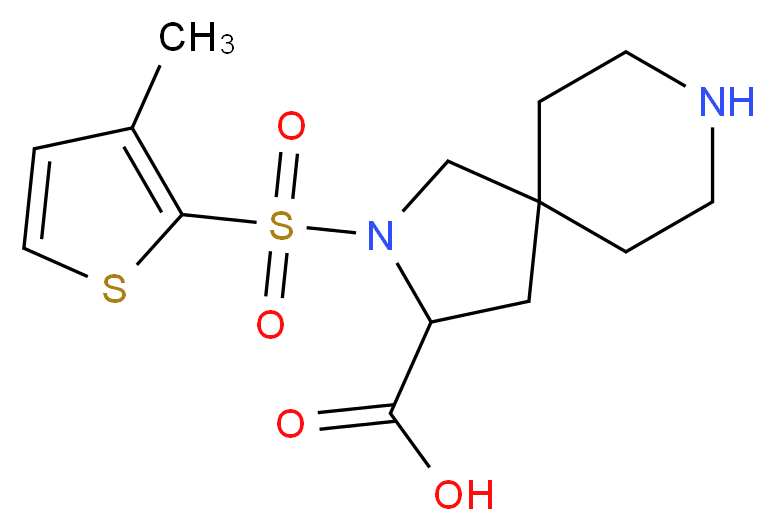 2-[(3-methyl-2-thienyl)sulfonyl]-2,8-diazaspiro[4.5]decane-3-carboxylic acid_分子结构_CAS_)