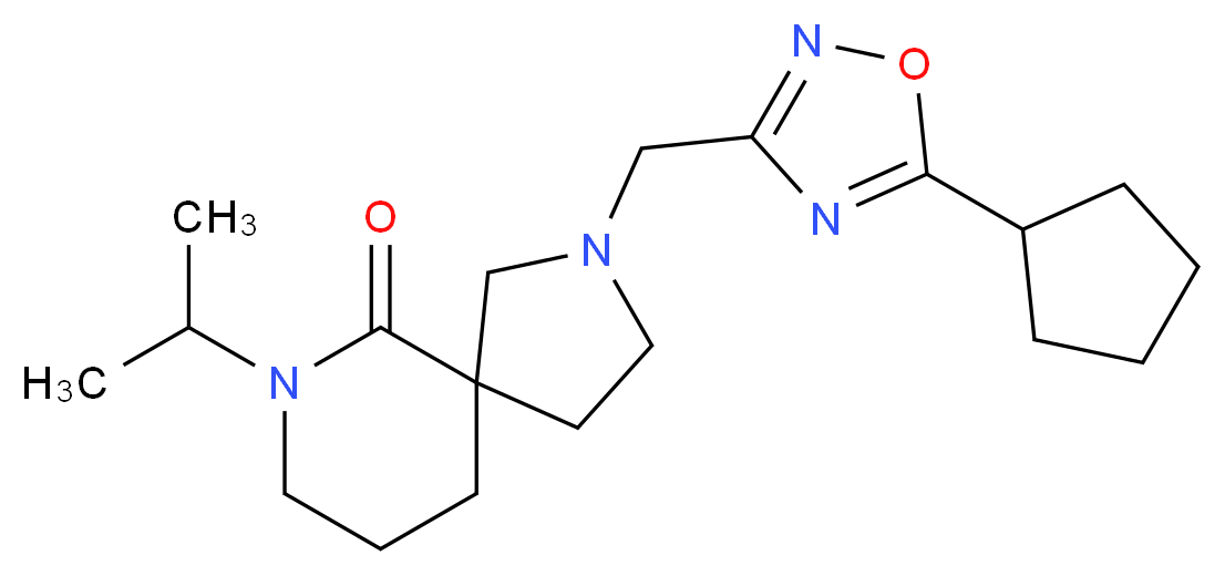 2-[(5-cyclopentyl-1,2,4-oxadiazol-3-yl)methyl]-7-isopropyl-2,7-diazaspiro[4.5]decan-6-one_分子结构_CAS_)
