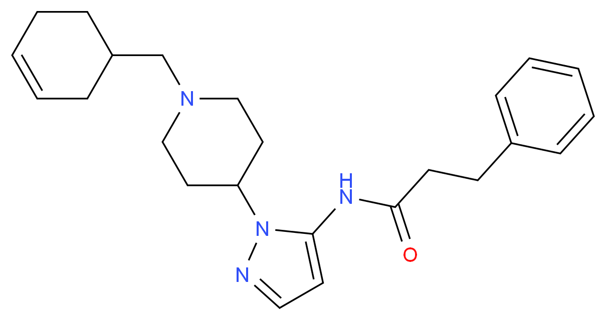 N-{1-[1-(3-cyclohexen-1-ylmethyl)-4-piperidinyl]-1H-pyrazol-5-yl}-3-phenylpropanamide_分子结构_CAS_)