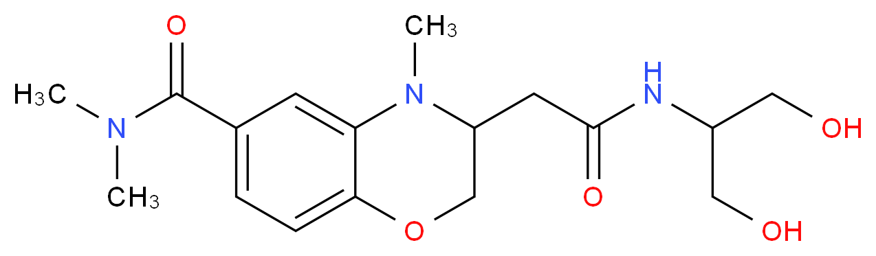 3-(2-{[2-hydroxy-1-(hydroxymethyl)ethyl]amino}-2-oxoethyl)-N,N,4-trimethyl-3,4-dihydro-2H-1,4-benzoxazine-6-carboxamide_分子结构_CAS_)