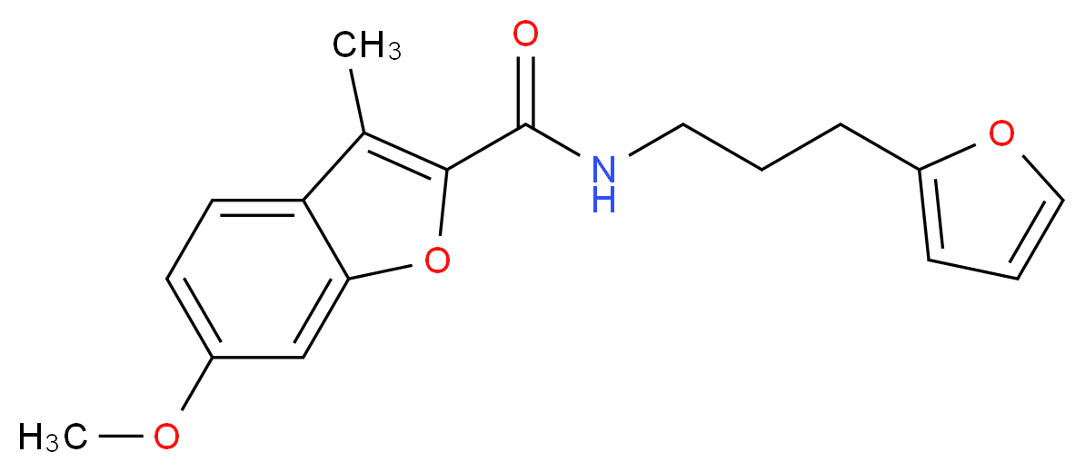 N-[3-(2-furyl)propyl]-6-methoxy-3-methyl-1-benzofuran-2-carboxamide_分子结构_CAS_)