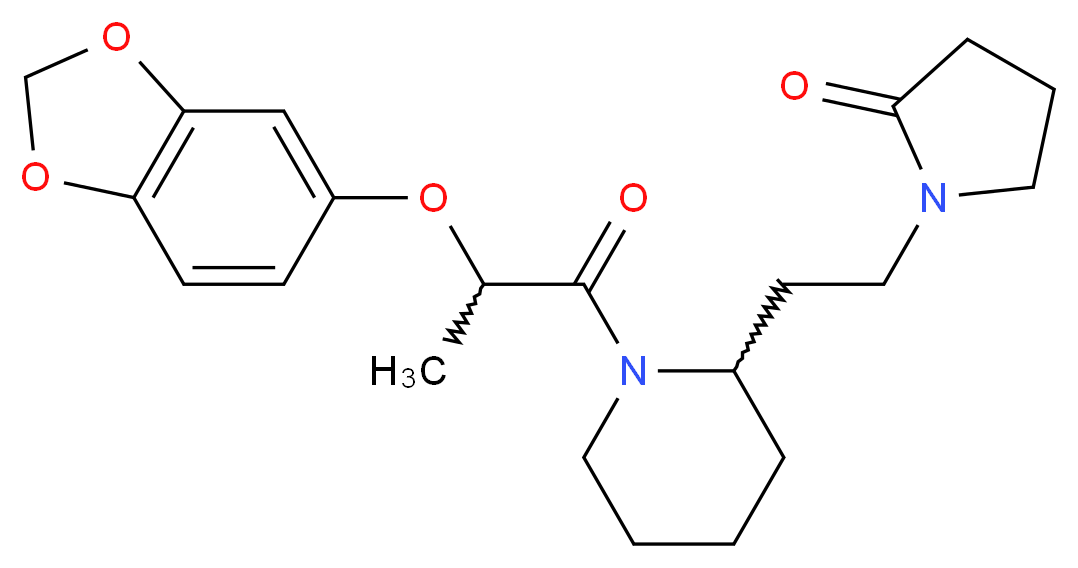 1-(2-{1-[2-(1,3-benzodioxol-5-yloxy)propanoyl]-2-piperidinyl}ethyl)-2-pyrrolidinone_分子结构_CAS_)