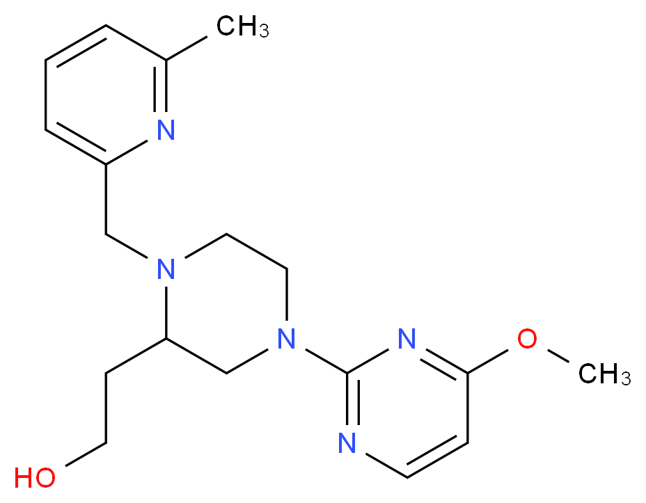 2-{4-(4-methoxy-2-pyrimidinyl)-1-[(6-methyl-2-pyridinyl)methyl]-2-piperazinyl}ethanol_分子结构_CAS_)