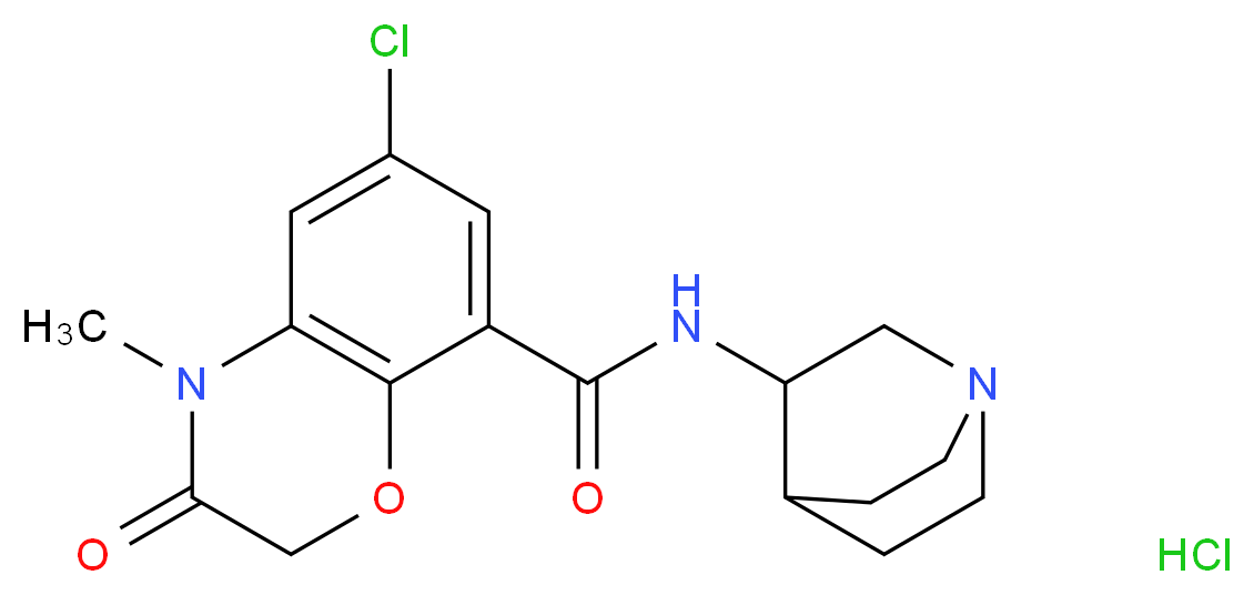 N-{1-azabicyclo[2.2.2]octan-3-yl}-6-chloro-4-methyl-3-oxo-3,4-dihydro-2H-1,4-benzoxazine-8-carboxamide hydrochloride_分子结构_CAS_123040-16-4