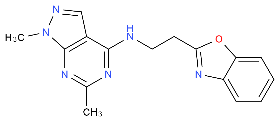 N-[2-(1,3-benzoxazol-2-yl)ethyl]-1,6-dimethyl-1H-pyrazolo[3,4-d]pyrimidin-4-amine_分子结构_CAS_)
