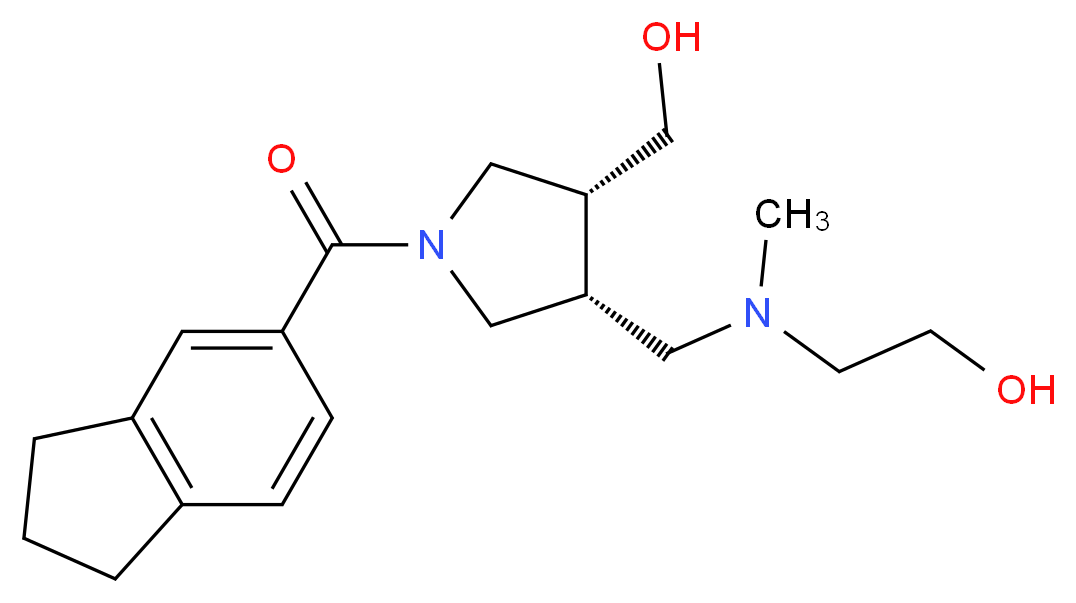 2-[{[(3R*,4R*)-1-(2,3-dihydro-1H-inden-5-ylcarbonyl)-4-(hydroxymethyl)pyrrolidin-3-yl]methyl}(methyl)amino]ethanol_分子结构_CAS_)