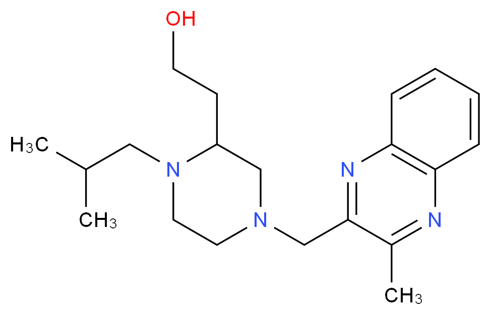 2-{1-isobutyl-4-[(3-methyl-2-quinoxalinyl)methyl]-2-piperazinyl}ethanol_分子结构_CAS_)