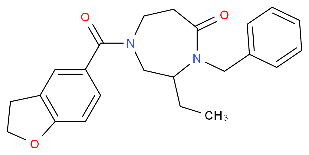 4-benzyl-1-(2,3-dihydro-1-benzofuran-5-ylcarbonyl)-3-ethyl-1,4-diazepan-5-one_分子结构_CAS_)