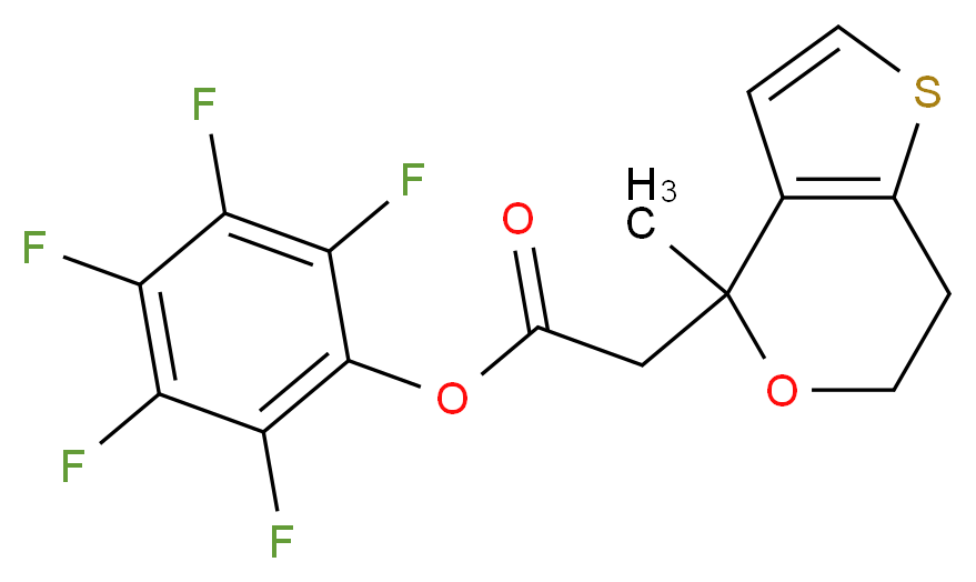 Pentafluorophenyl (6,7-dihydro-4-methyl-4H-thieno[3,2-c]pyran-4-yl)acetate 97%_分子结构_CAS_916766-89-7)