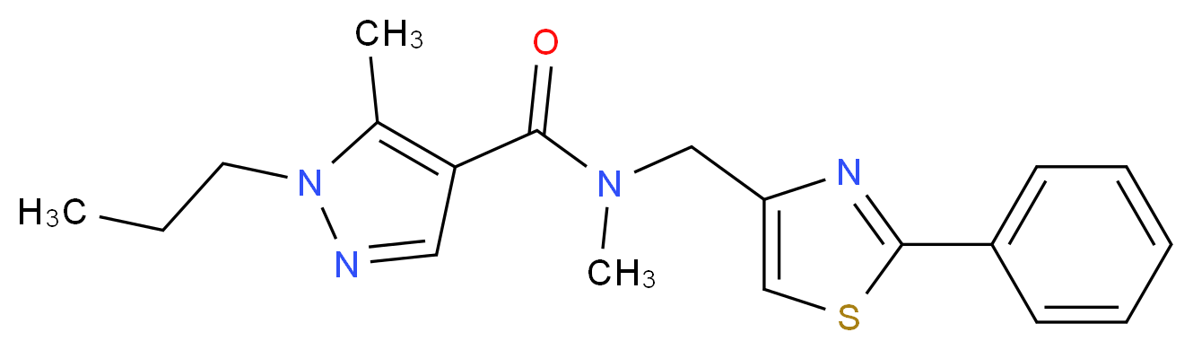 N,5-dimethyl-N-[(2-phenyl-1,3-thiazol-4-yl)methyl]-1-propyl-1H-pyrazole-4-carboxamide_分子结构_CAS_)