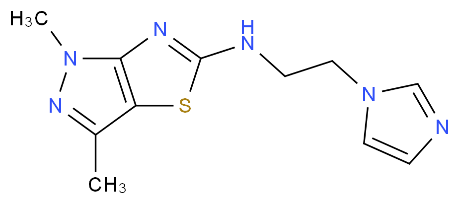 N-[2-(1H-imidazol-1-yl)ethyl]-1,3-dimethyl-1H-pyrazolo[3,4-d][1,3]thiazol-5-amine_分子结构_CAS_)