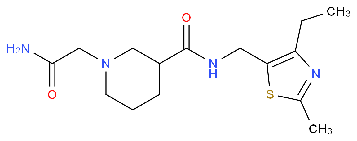 1-(2-amino-2-oxoethyl)-N-[(4-ethyl-2-methyl-1,3-thiazol-5-yl)methyl]-3-piperidinecarboxamide_分子结构_CAS_)