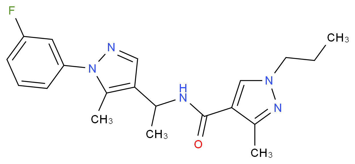 N-{1-[1-(3-fluorophenyl)-5-methyl-1H-pyrazol-4-yl]ethyl}-3-methyl-1-propyl-1H-pyrazole-4-carboxamide_分子结构_CAS_)