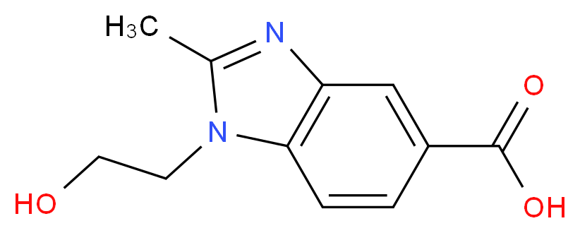 1-(2-hydroxyethyl)-2-methyl-1H-1,3-benzodiazole-5-carboxylic acid_分子结构_CAS_279227-02-0