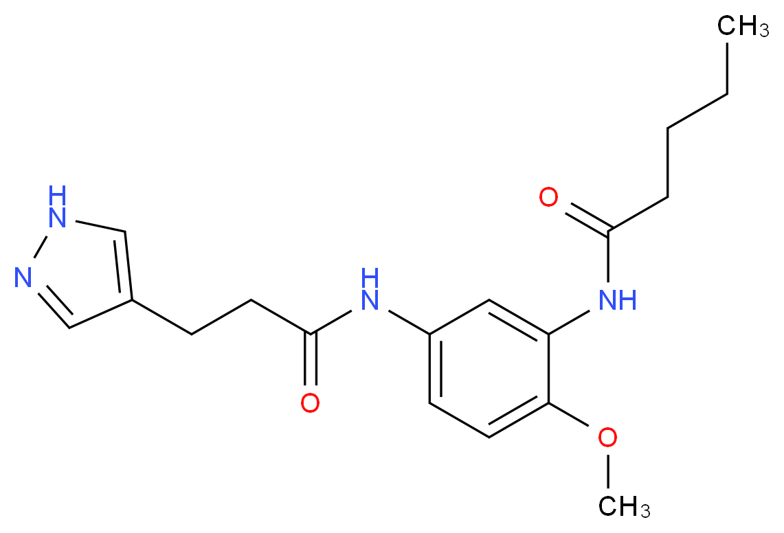 N-(2-methoxy-5-{[3-(1H-pyrazol-4-yl)propanoyl]amino}phenyl)pentanamide_分子结构_CAS_)