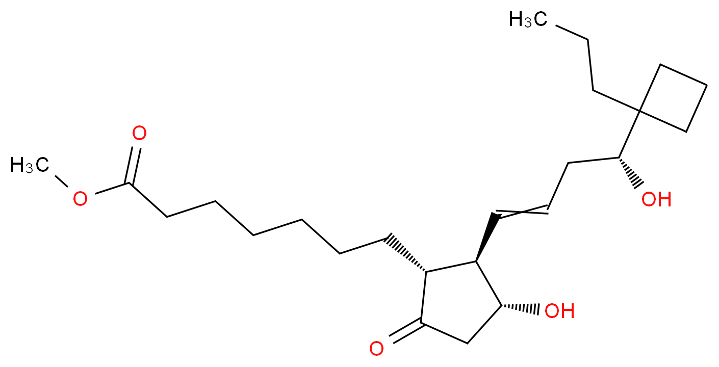 methyl 7-[(1R,2R,3R)-3-hydroxy-2-[(4R)-4-hydroxy-4-(1-propylcyclobutyl)but-1-en-1-yl]-5-oxocyclopentyl]heptanoate_分子结构_CAS_69648-38-0