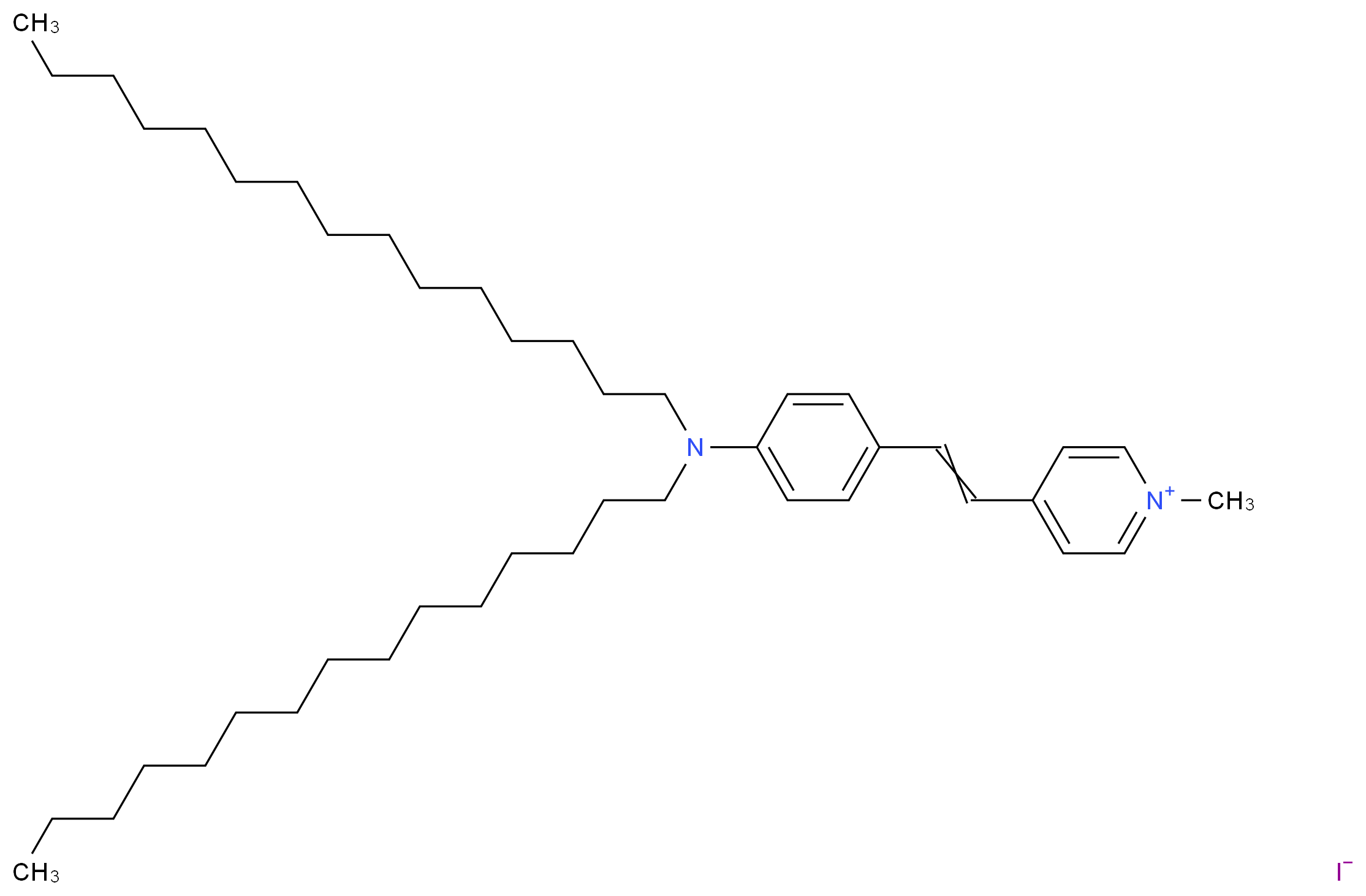 4-{2-[4-(dipentadecylamino)phenyl]ethenyl}-1-methylpyridin-1-ium iodide_分子结构_CAS_135288-72-1