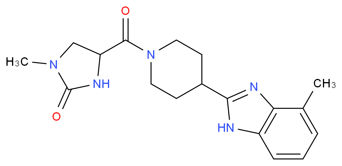 1-methyl-4-{[4-(4-methyl-1H-benzimidazol-2-yl)-1-piperidinyl]carbonyl}-2-imidazolidinone_分子结构_CAS_)