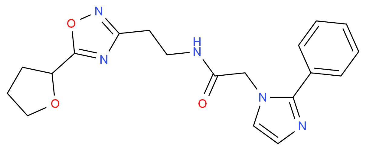 2-(2-phenyl-1H-imidazol-1-yl)-N-{2-[5-(tetrahydro-2-furanyl)-1,2,4-oxadiazol-3-yl]ethyl}acetamide_分子结构_CAS_)