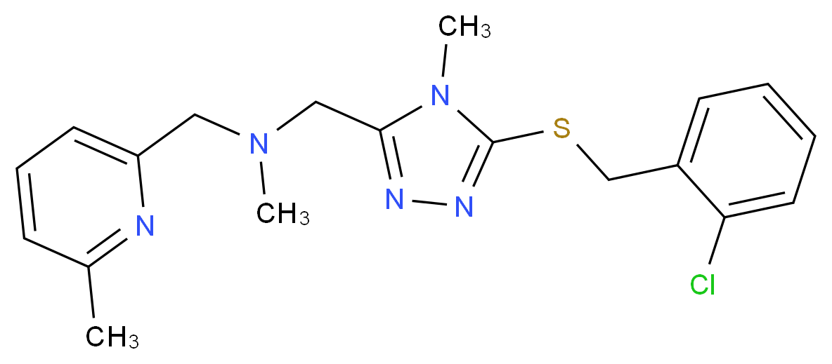 ({5-[(2-chlorobenzyl)thio]-4-methyl-4H-1,2,4-triazol-3-yl}methyl)methyl[(6-methyl-2-pyridinyl)methyl]amine_分子结构_CAS_)