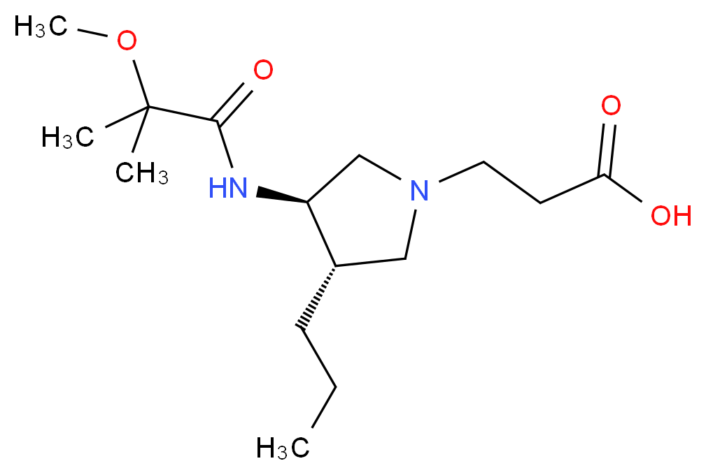 3-{(3R*,4S*)-3-[(2-methoxy-2-methylpropanoyl)amino]-4-propyl-1-pyrrolidinyl}propanoic acid_分子结构_CAS_)