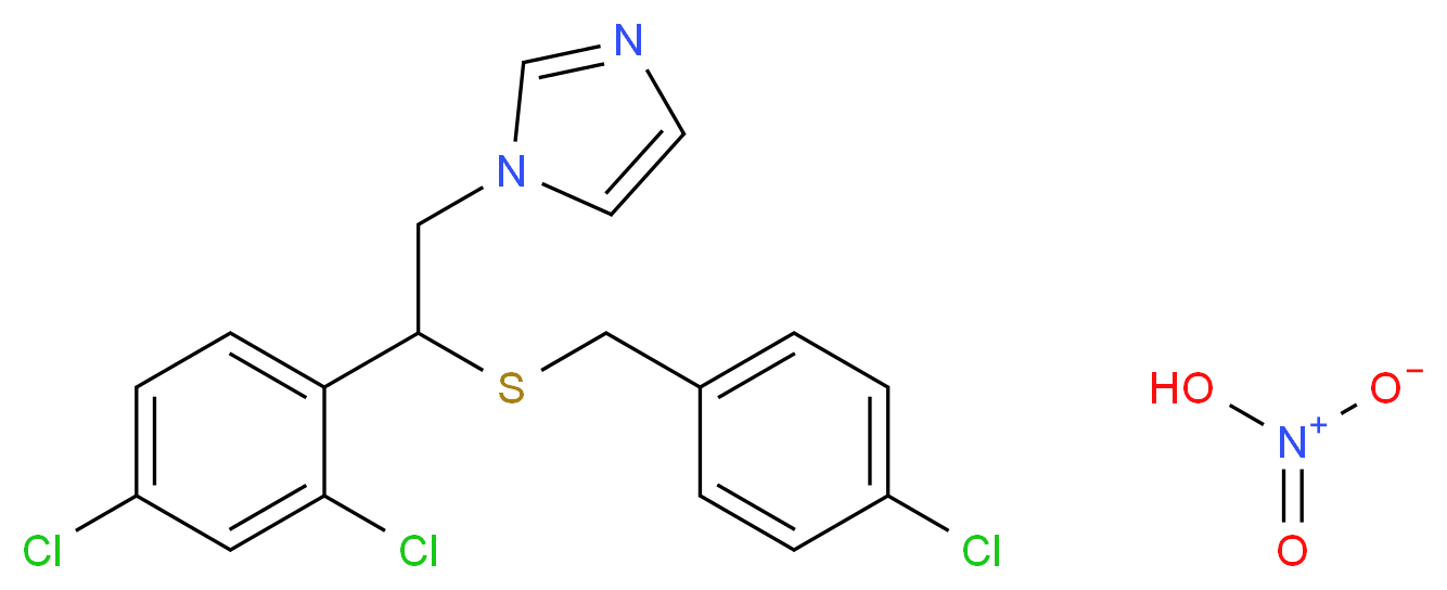 1-(2-{[(4-chlorophenyl)methyl]sulfanyl}-2-(2,4-dichlorophenyl)ethyl)-1H-imidazole; nitric acid_分子结构_CAS_61318-91-0