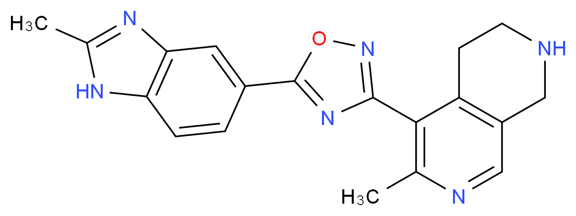6-methyl-5-[5-(2-methyl-1H-benzimidazol-5-yl)-1,2,4-oxadiazol-3-yl]-1,2,3,4-tetrahydro-2,7-naphthyridine_分子结构_CAS_)
