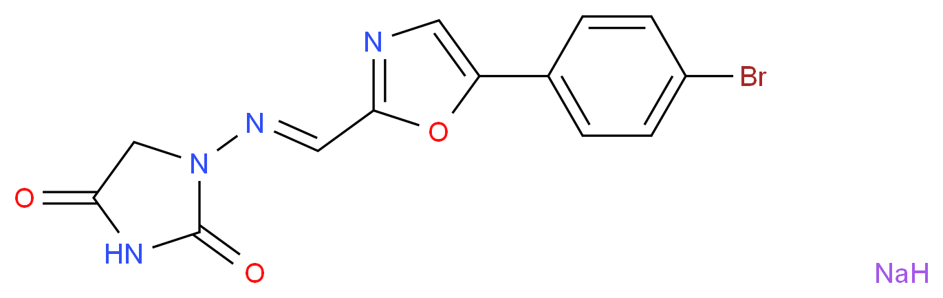 1-[(E)-{[5-(4-bromophenyl)-1,3-oxazol-2-yl]methylidene}amino]imidazolidine-2,4-dione sodium_分子结构_CAS_105336-14-9