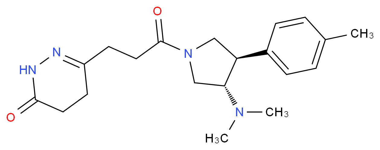 6-{3-[(3S*,4R*)-3-(dimethylamino)-4-(4-methylphenyl)pyrrolidin-1-yl]-3-oxopropyl}-4,5-dihydropyridazin-3(2H)-one_分子结构_CAS_)