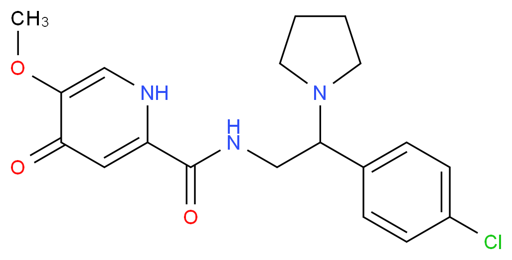 N-[2-(4-chlorophenyl)-2-pyrrolidin-1-ylethyl]-5-methoxy-4-oxo-1,4-dihydropyridine-2-carboxamide_分子结构_CAS_)