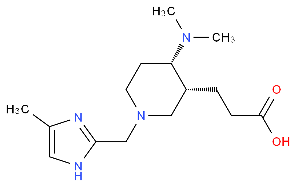 3-{(3R*,4S*)-4-(dimethylamino)-1-[(4-methyl-1H-imidazol-2-yl)methyl]piperidin-3-yl}propanoic acid_分子结构_CAS_)