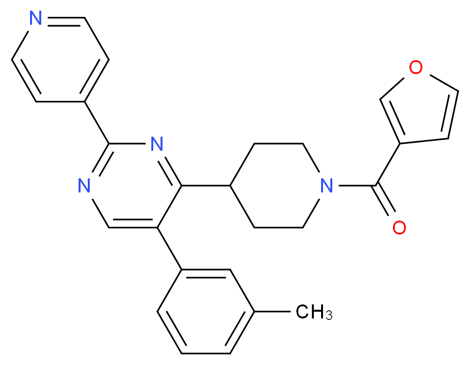 4-[1-(3-furoyl)-4-piperidinyl]-5-(3-methylphenyl)-2-(4-pyridinyl)pyrimidine_分子结构_CAS_)