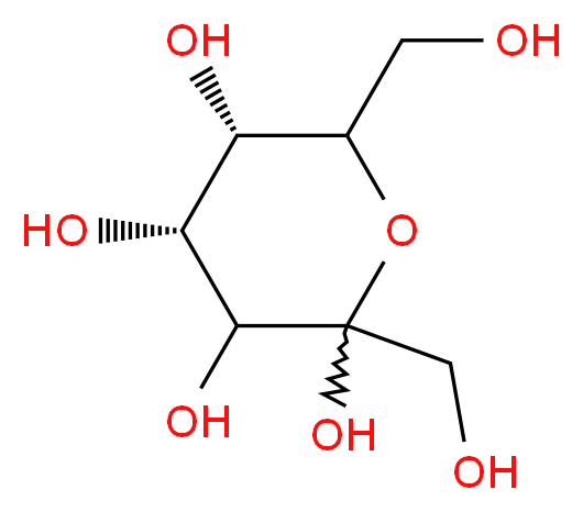 (4R,5S)-2,6-bis(hydroxymethyl)oxane-2,3,4,5-tetrol_分子结构_CAS_3615-44-9