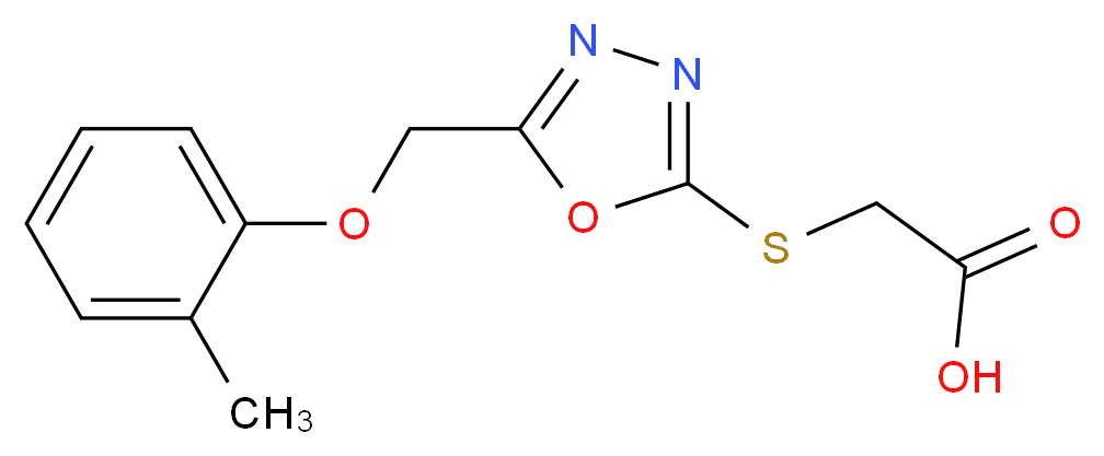 (5-o-Tolyloxymethyl-[1,3,4]oxadiazol-2-yl-sulfanyl)-acetic acid_分子结构_CAS_74228-71-0)