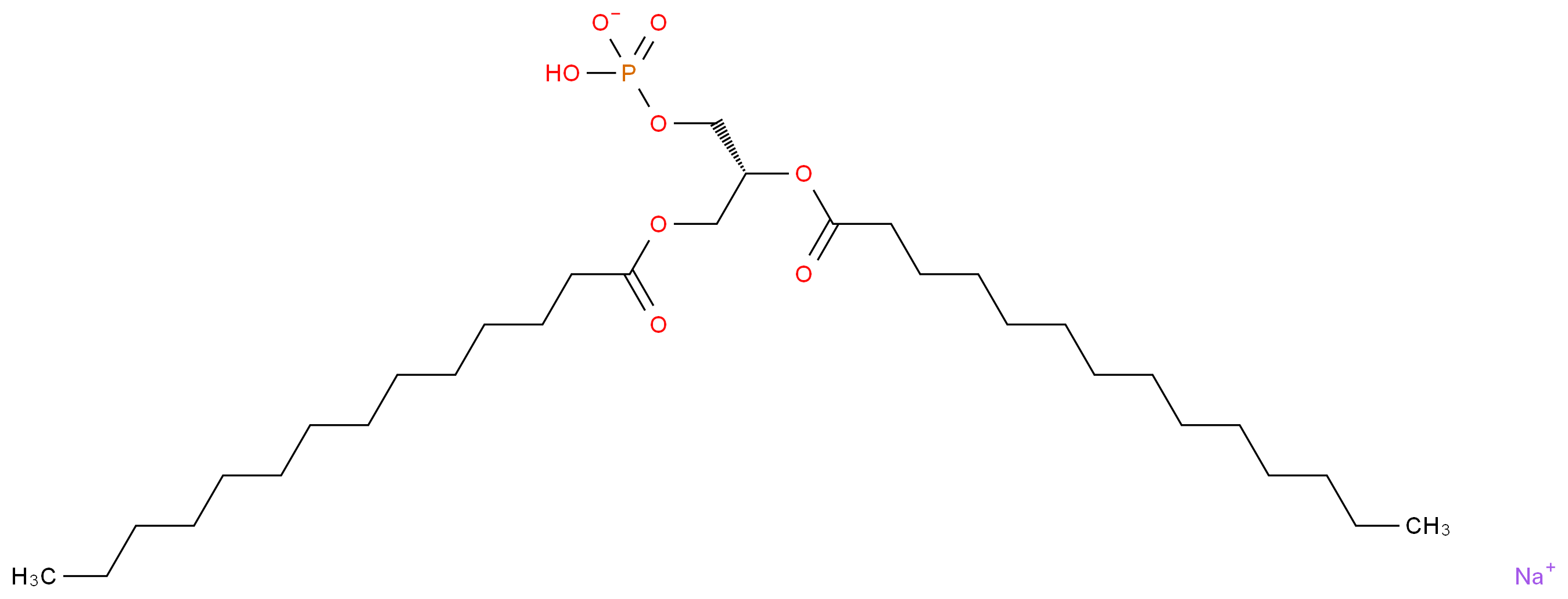 sodium (2R)-1-(hydrogen phosphonatooxy)-3-(tetradecanoyloxy)propan-2-yl tetradecanoate_分子结构_CAS_80724-31-8