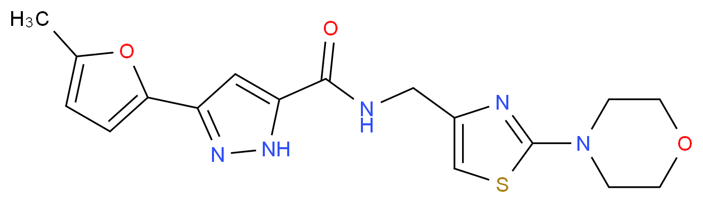 3-(5-methyl-2-furyl)-N-{[2-(4-morpholinyl)-1,3-thiazol-4-yl]methyl}-1H-pyrazole-5-carboxamide_分子结构_CAS_)