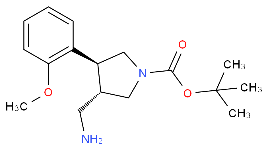 (3S,4S)-tert-butyl 3-(aminomethyl)-4-(2-methoxyphenyl)pyrrolidine-1-carboxylate_分子结构_CAS_)